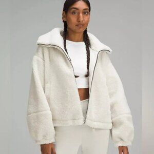 Lululemon Cinchable Fleece Zip Up Sherpa Jacket in Bone Size 4 $168